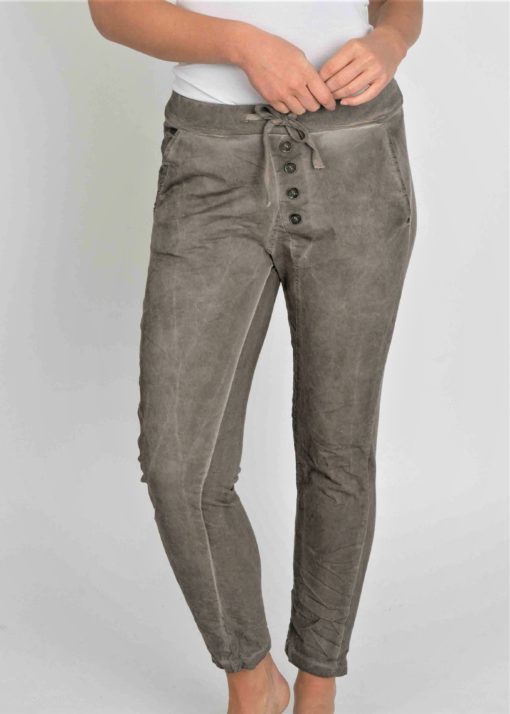 Trackies With Diagonal Button Detail- Dark Grey