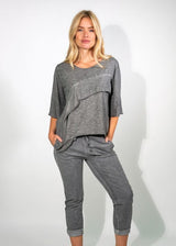 Trackies With Diagonal Button Detail- Dark Grey