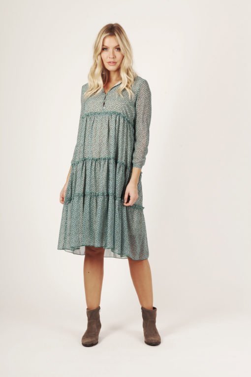 Karma Printed Midi Dress With Button Detail