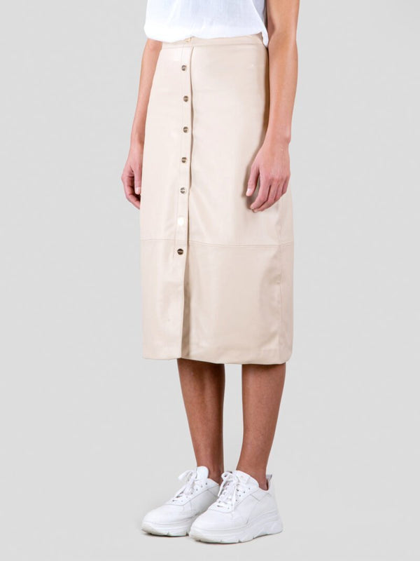 Calcia Faux Leather Skirt -Sand