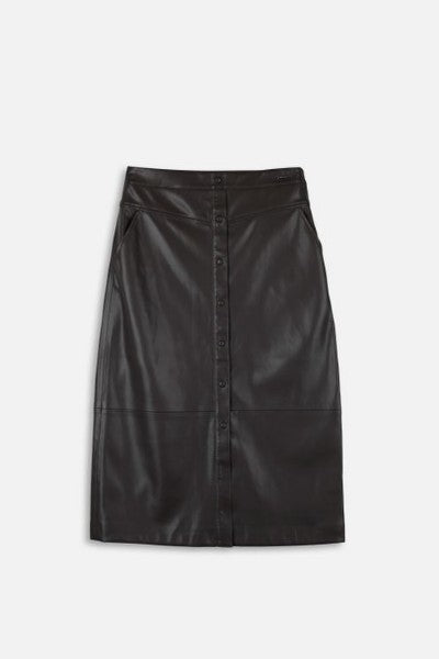 Calcia Faux Leather Skirt -Black