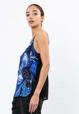 BERYL TOP PREEN PRINT BLACK & BALLAD BLUE