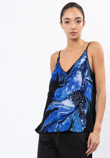 BERYL TOP PREEN PRINT BLACK & BALLAD BLUE