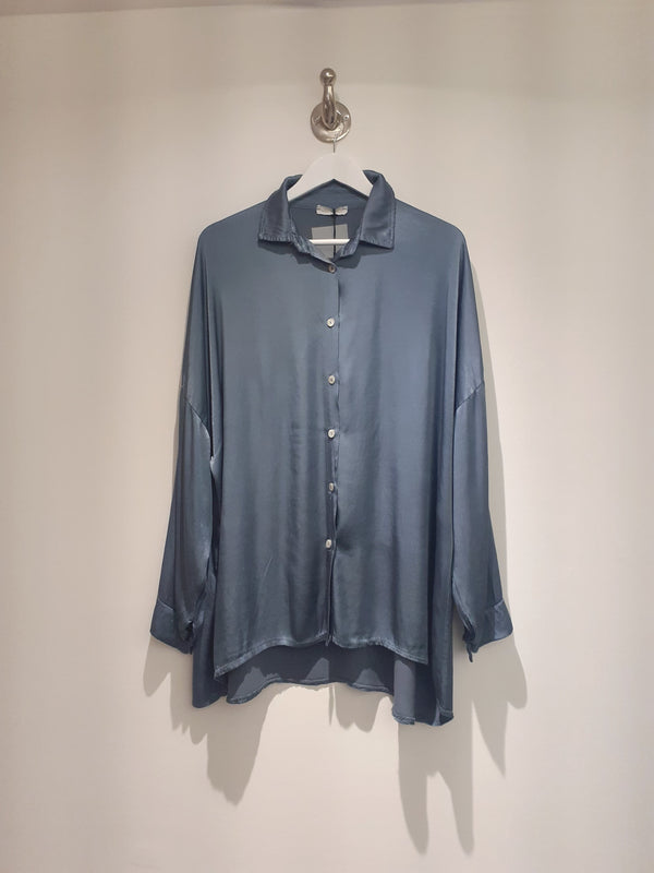 Plain satin overshirt 2033